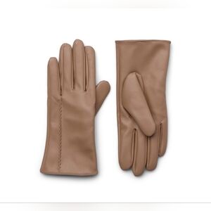 Womens Tan Faux Leather Gloves